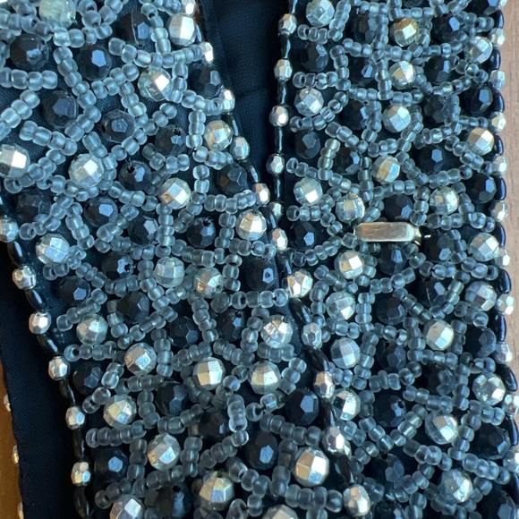 Vintage Beaded Glass Bead Belt Black Silver Statement Boho Y2K Artisan Festival main image 8